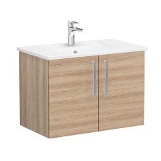 Vitra Root 66386 Lavabo Dolabı, Kapaklı, 80 cm, Doğal Meşe, Köşeli Lavabolu